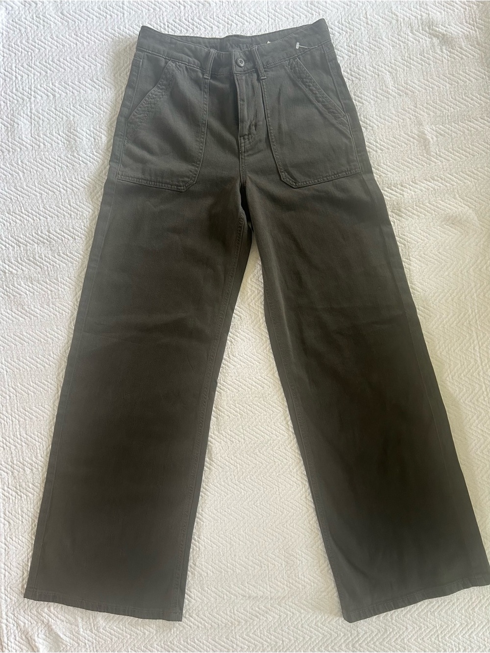 American Eagle Outfitters Wide-Leg Utility Pants in Charcoal